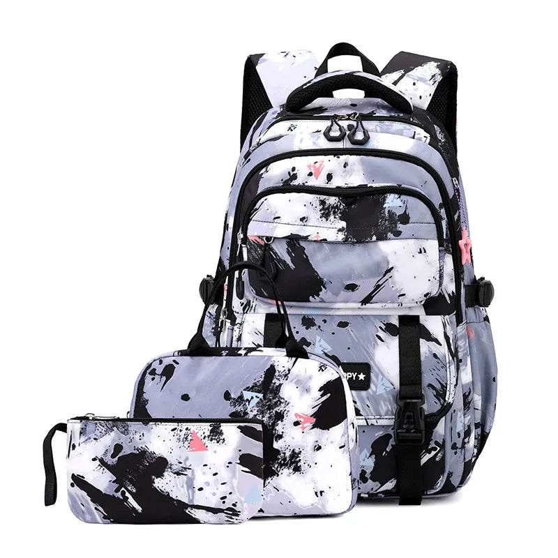 Middle School Student Backpack Children Set School Bags for Girls Kids Schoolbags Waterproof Book Bag With Lunch Bag Pencil case - AIAZ