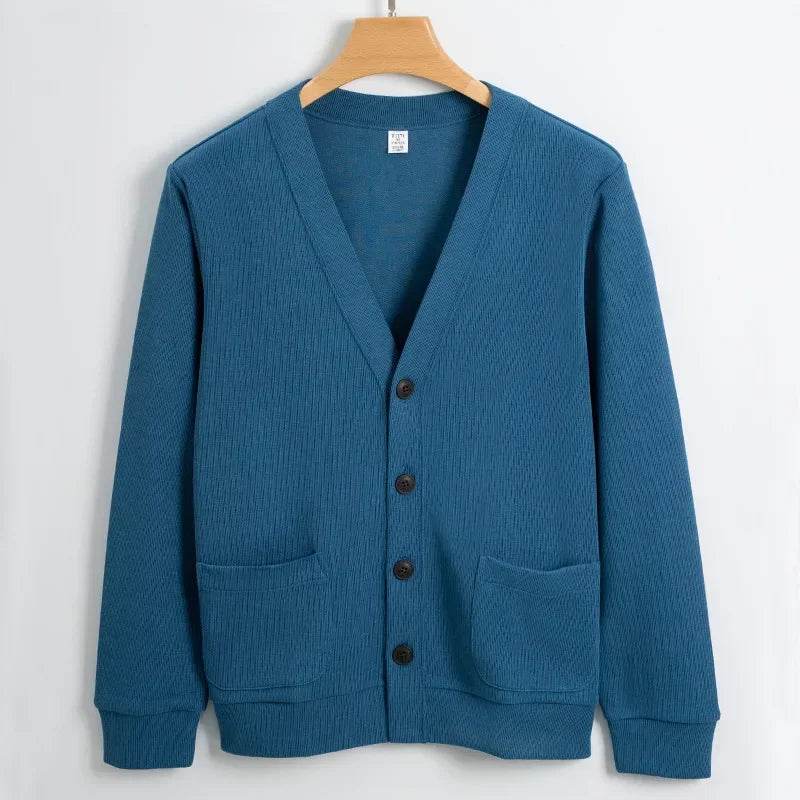 BROWON New Knitted Sweater Cardigan Men 2025 Autumn Solid Casual Man Clothes Korean Fashion 80% Cotton V-Neck Collar Sweater Men - AIAZ