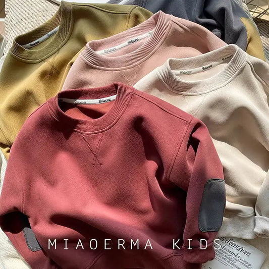 Spring Solid Sweatshirt Children Clothing 2024 New Autumn Fashion Loose Casual Pullover Kids Long Sleeve Cotton Tracksuits 2-8 Y
