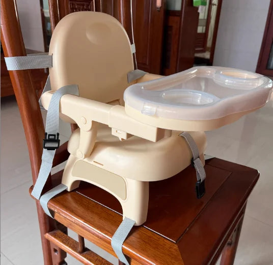 Foldable Baby Dining Chair - Adjustable Height Portable Highchair with Anti-Slip Base & Safety Harness for Home/Restaurant Use