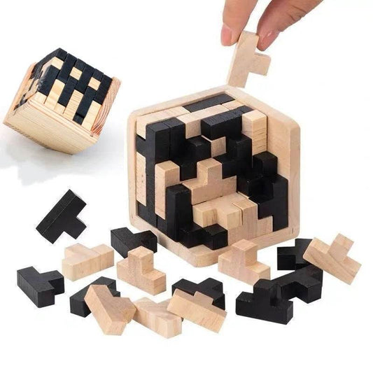 Funny Wooden Puzzles IQ Toys 54T Cube Educational Toys For Kids Intellectual Game For Adults And Puzzle Enthusiasts - AIAZ