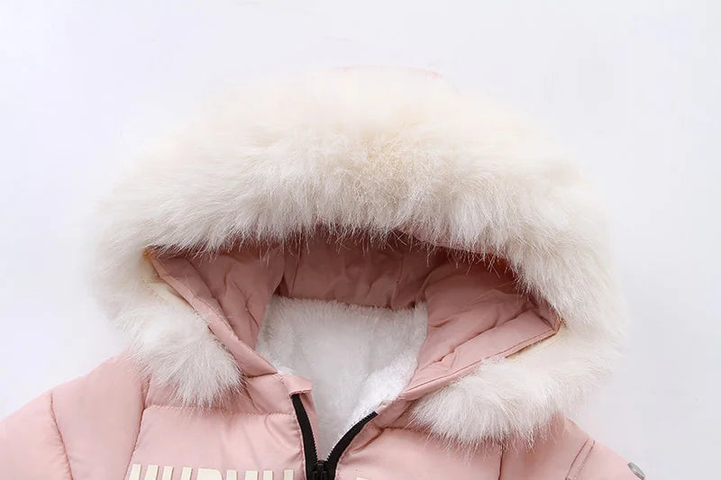 Winter Newborn Baby Girl Jumpsuit Thicken Baby Ski Suit With Gloves Belt Baby Romper Warm Infant Snowsuit Children Clothing Set