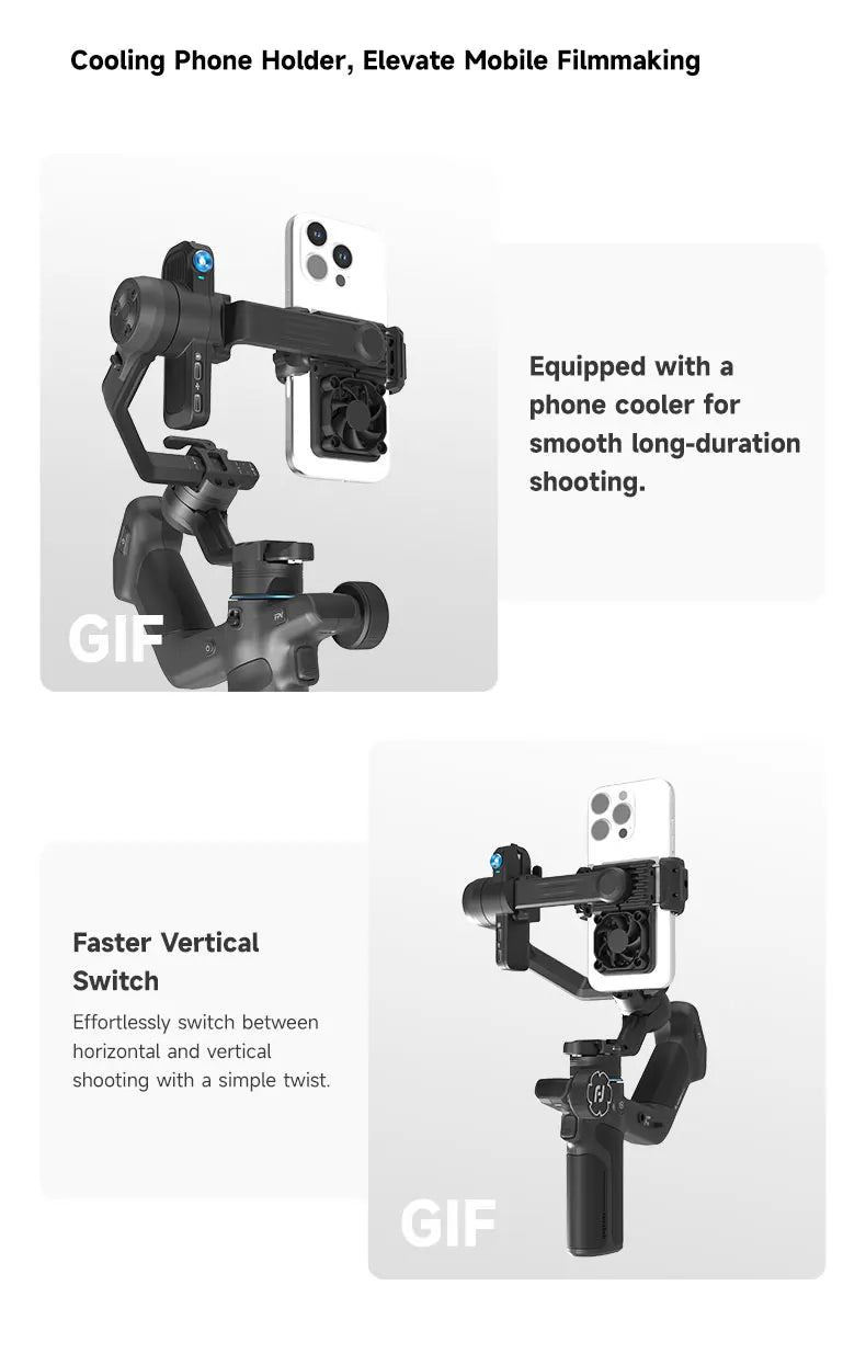 FeiyuTech SCORP Mini 3 Pro Gimbal with Detachable Remote Handle & AI 4.0 Tracking for Mirrorless, Action Camera & Smartphones
