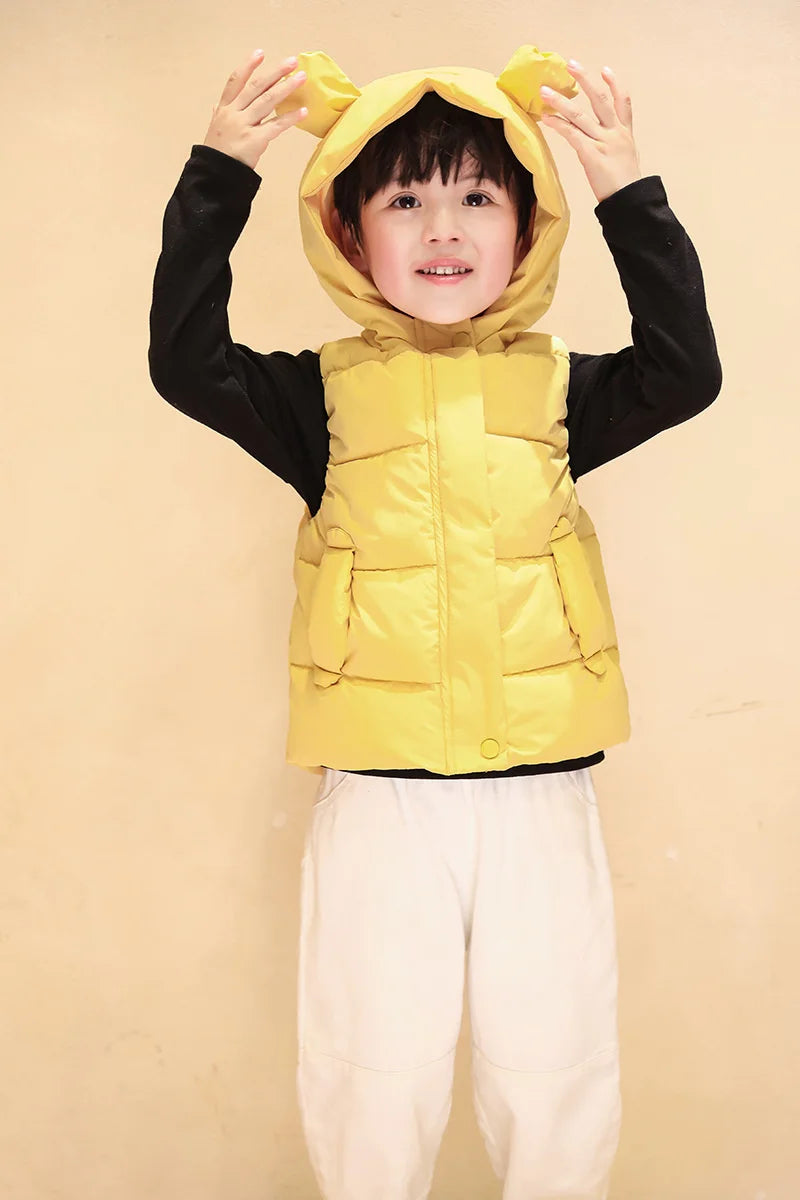 Fashion Boys Girls Hooded Warm Down Vests Autumn Winter Kids Clothing Baby Jacket Waistcoat 2023 New Children Zipper Vests