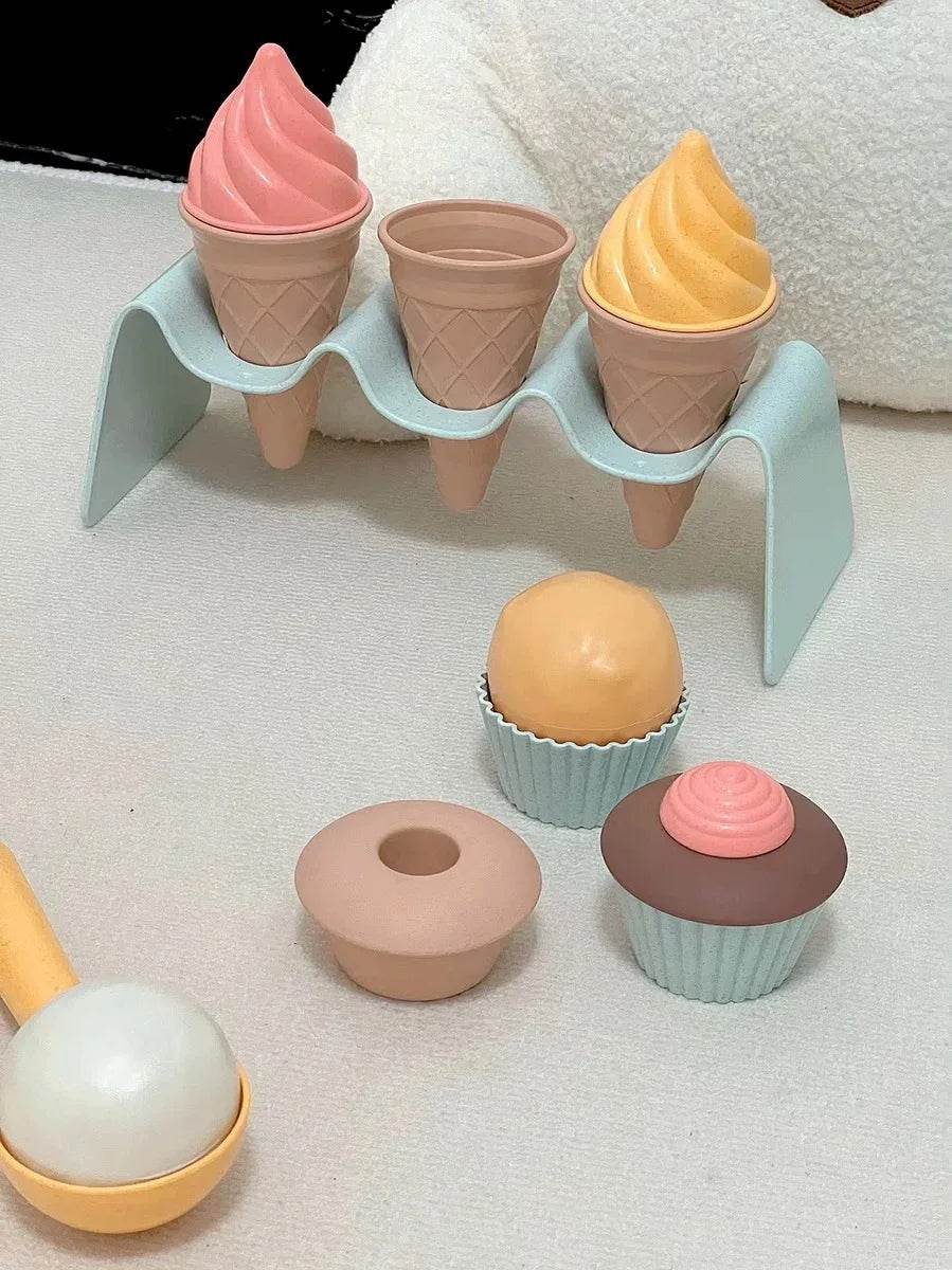 Children Beach toys play sand wheat straw material ice cream toys digging sand tools environmental Nordic wind outdoor - AIAZ