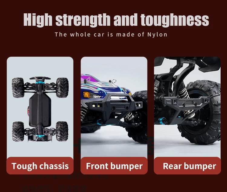 1:16 4WD RC Car 70KM/H Or 50KM/H With LED Remote Control Cars High Speed Drift Monster 4x4 Truck for Kids vs Wltoys 144001 Toys - AIAZ