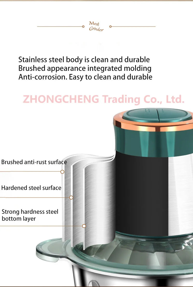 Kitchen household electric meat grinder stainless steel stuffing minced vegetables minced meat mincer small garlic chili cooker