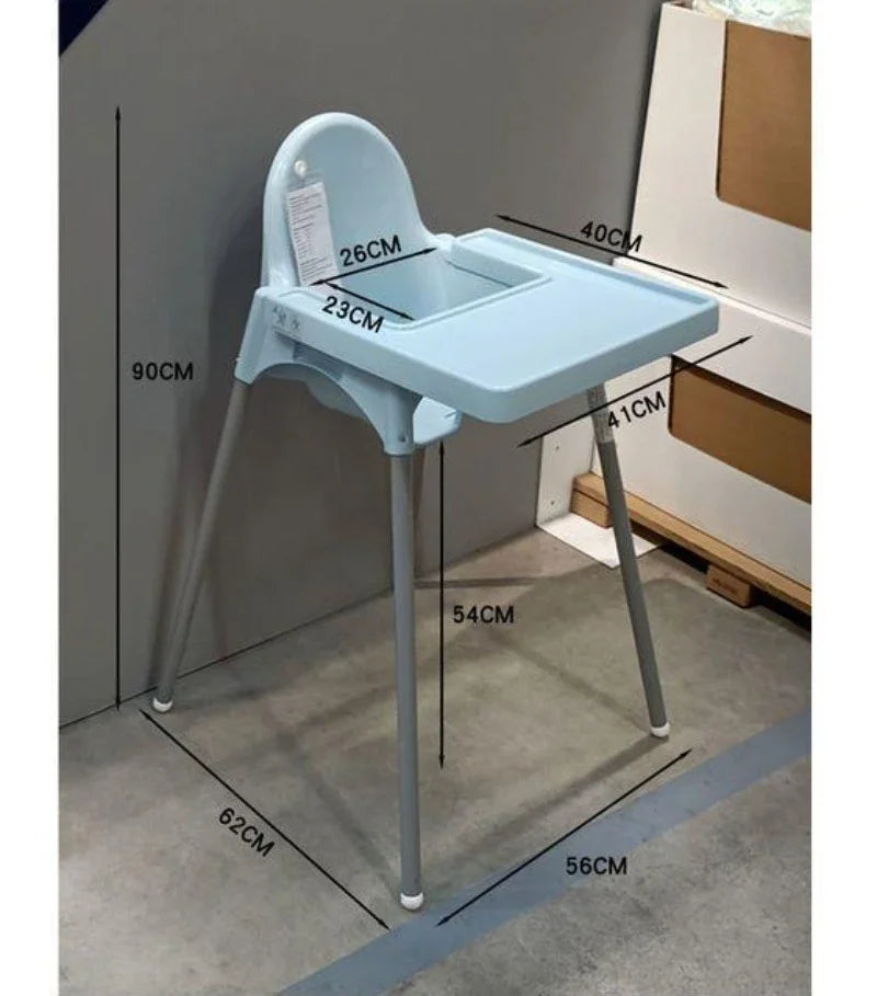 Sturdy Plastic Baby High Chair with Adjustable Tray oddler Dining Seat, Easy Clean Infant Feeding Chair for Home
