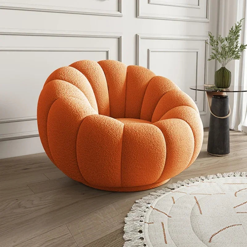 Lazy sofa that can be reclined or slept on, pumpkin sofa chair, small-sized lamb velvet fabric sofa, single sofa