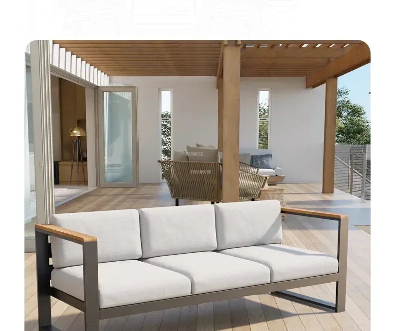 Aluminum Alloy Garden Sofas Waterproof Sunscreen Outdoor Furniture Home Courtyard Balcony Garden Sofa Coffee Table Combination L