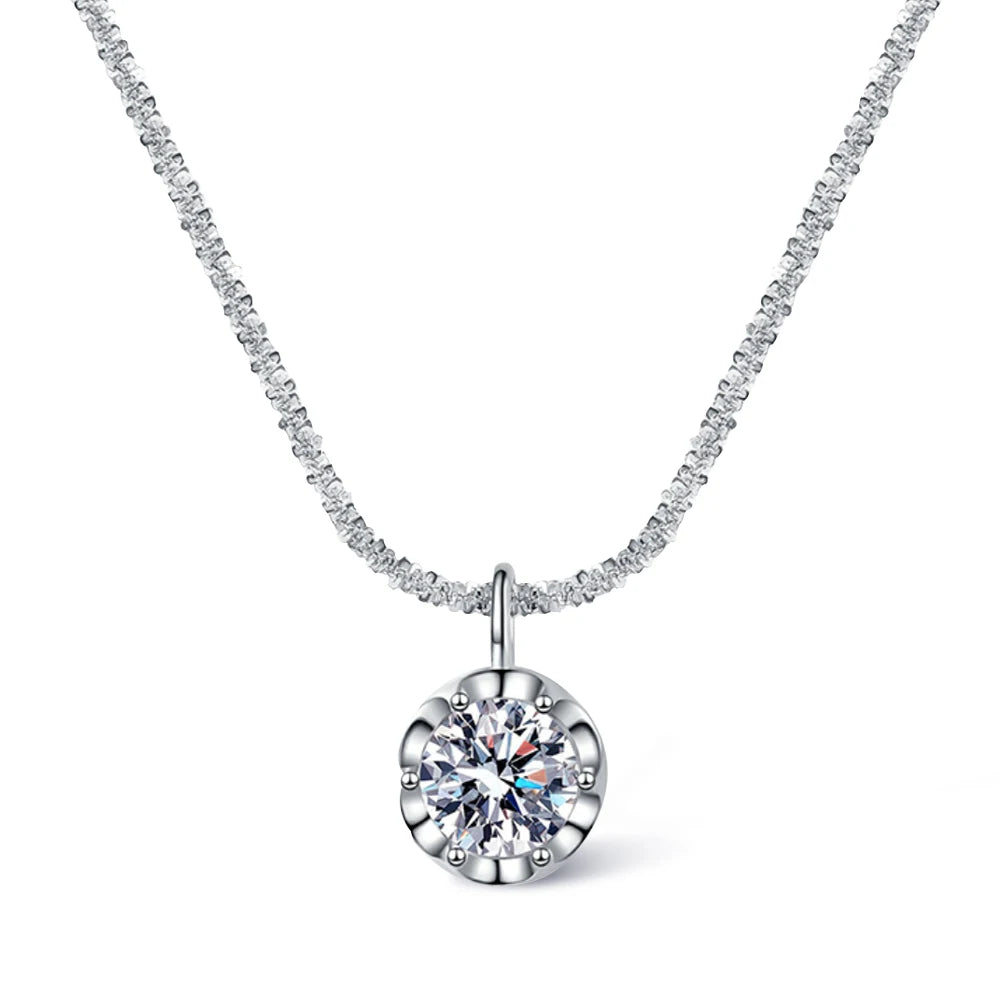 Moissanite Necklaces for Women 925 Sterling Silver Sparkling Cauliflower Chain with 2CT Diamond Pendant Dainty Jewelry Gift
