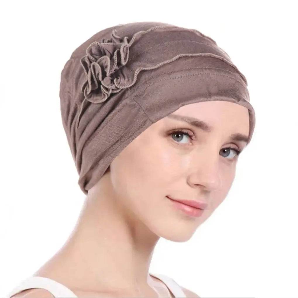 Muslim Fashion Flowers Turban Cap Solid Color Women Hijabs Islamic Chemo Cap Head Scarf Ladies Head Wrap Cover Hijab Scarf - AIAZ