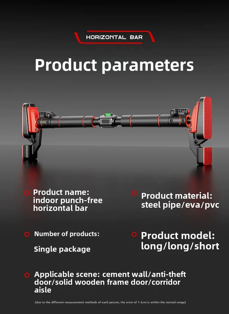 Horizontal Bar Household Indoor Fitness Equipment Household Sports Non-punching Rings Single Rod Pull-up Device on The Door