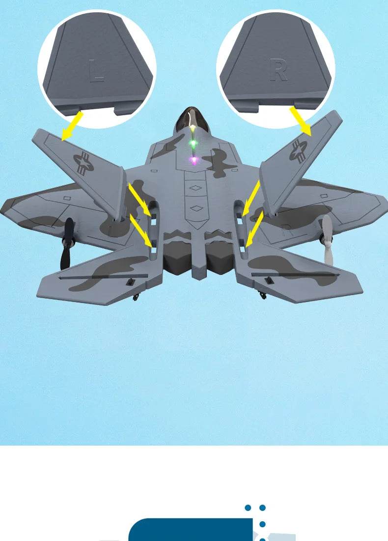 2024 New F22S 2.4G 4CH 3D6G RC Airplane Raptor F22 Warplane WLtoys A180 Upgrade Version LED Light With Gyroscope Out Door Toys - AIAZ