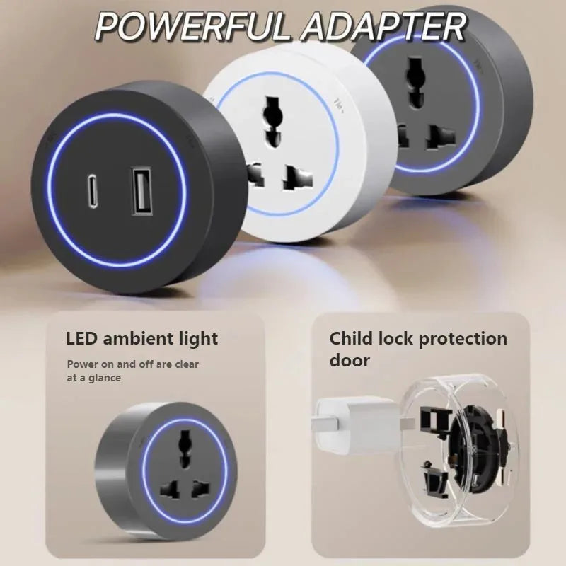 Wall Power Track Socket EU UK US FR Korea Standard Type-C Universal Mobile Plug Adapter Home Kitchen Office Pop Electric Outlets