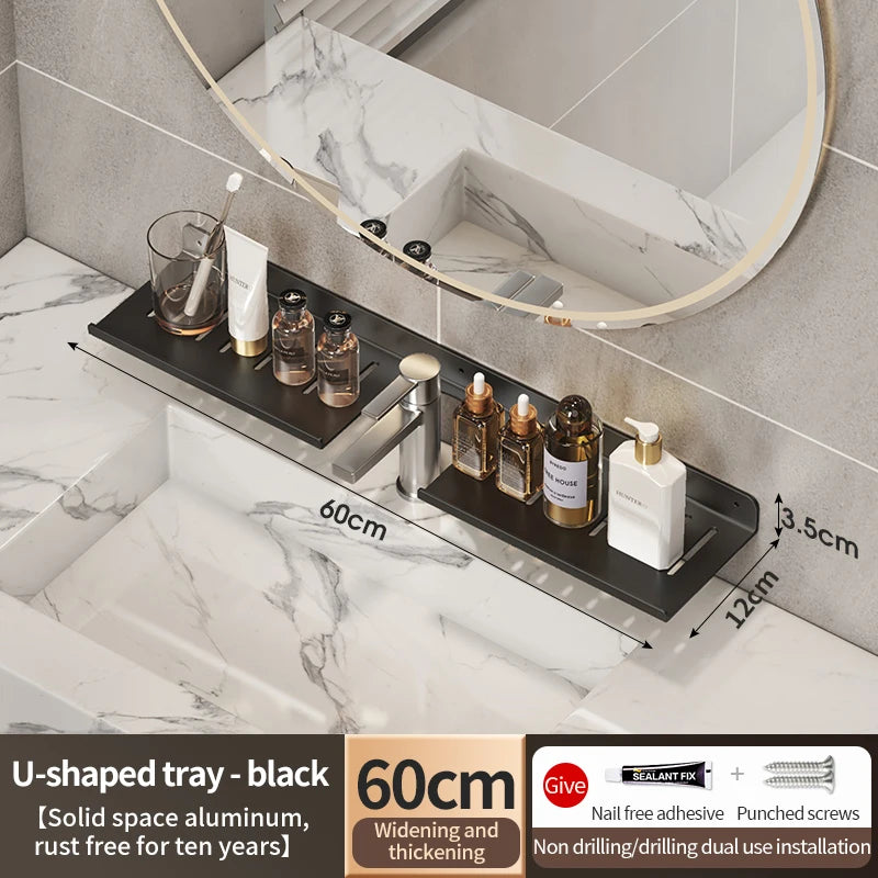 Faucet storage tray, bathroom storage rack, mirror front toilet, washbasin, washbasin, non perforated bathroom rack