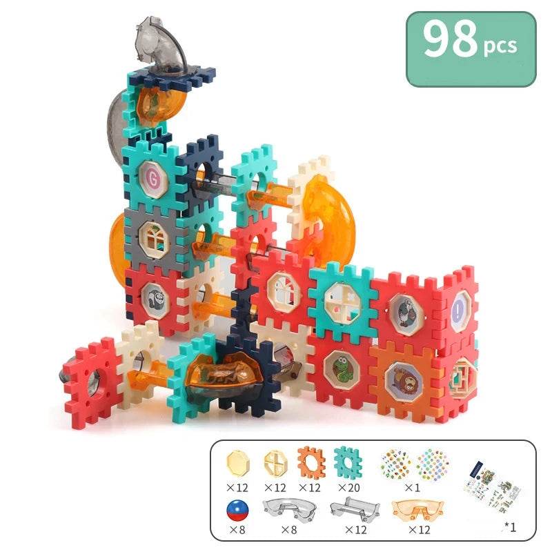Marble Run Race Track Building Blocks Toys For Kids Labyrint Rolling Ball Funnel Slide Bricks Education Construct Toys Maze STEM - AIAZ