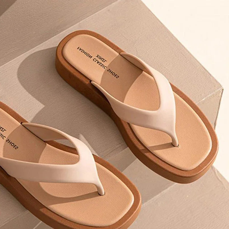 Classic Black/white Mixed Color Platform Flip Flops Women Thick Bottom Thong Slippers High Quality Leather Jandal Sandals Women