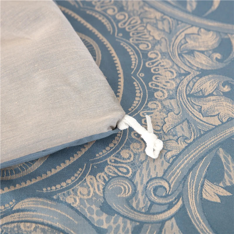 Sliver Gold Luxury Silk Satin Jacquard duvet cover bedding set queen king size Embroidery bed set bed sheet/Fitted sheet set
