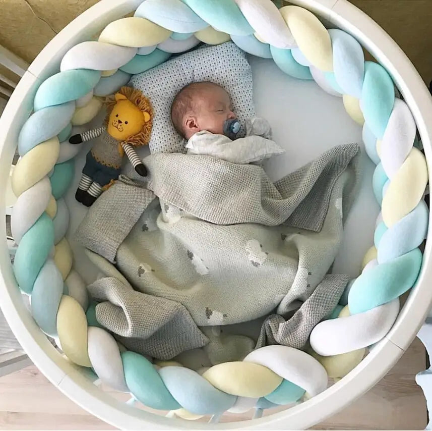 Infant Bebe 1-4M Crib Protector Cot Bumper Bed Braid Knot Pillow Cushion 3 Shares Baby Room Deco Bedding Accessory