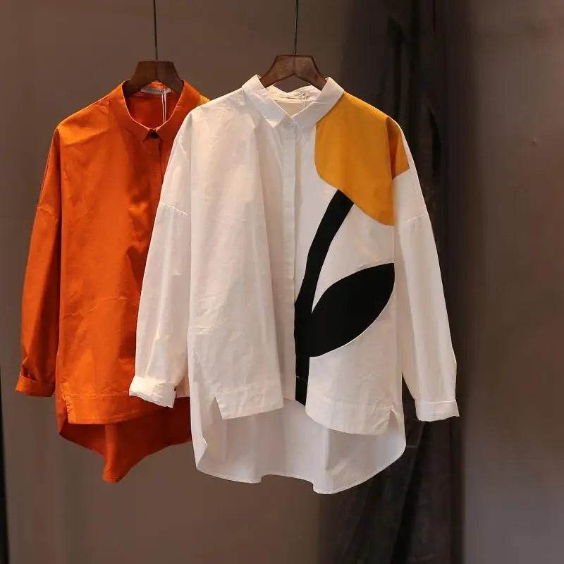 Women's Shirt Fashion Woman Blouses Print Flower Korean Vintage Blusas Female Elegant White Shirts Long Sleeve Tops Clothing - AIAZ