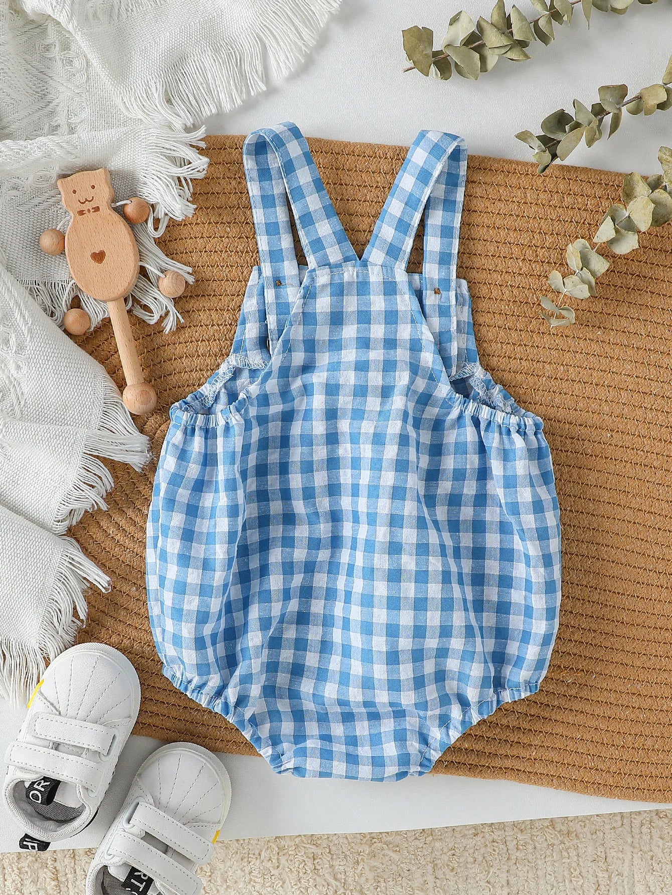 Suspenders Baby Boys Sleeveless Summer Plaid Green jumpsuit Japan&Korean Streetwear)