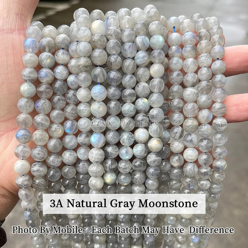 Genuine Nature Blue Light Labradorite Larvikite Gray Moonstone Beads Round Gemstone For Jewelry Making Diy Bracelet Accessories