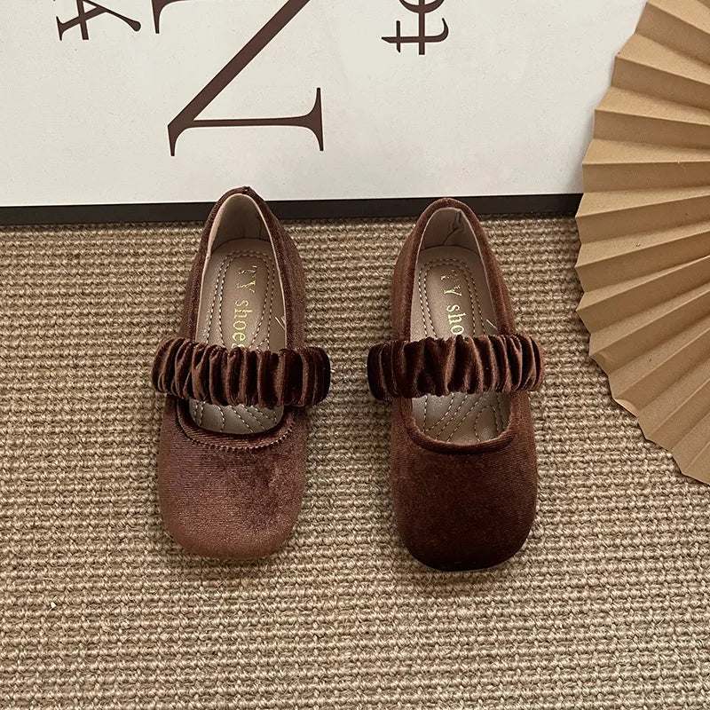 New 2025 Fashion Baby Girls Princess Band Shoes Shallow Velvet Infant Toddler Children Slip on Dance Shoes Soft Sole Flat Shoes