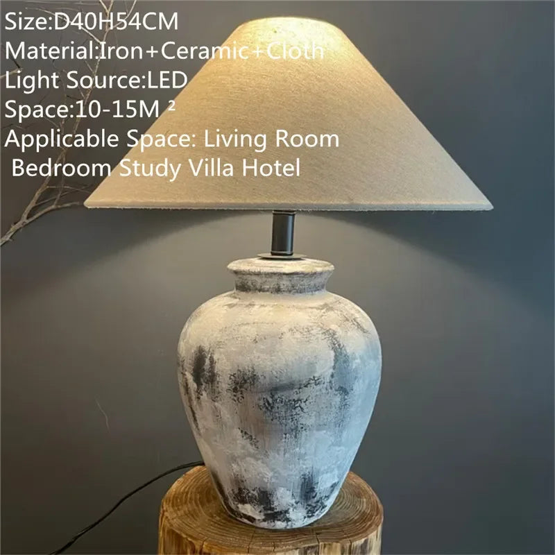 ULANI Contemporary Ceramic Table Lamp American Retro Creativity Living Room Bedroom Study Villa Hotel Homestay Desk Light