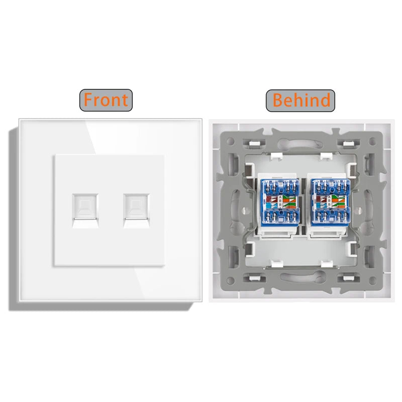 Cat6 rj45 wall socket network socket with TV wall data double socket telephone crystal glass panel rj45 network socket computer