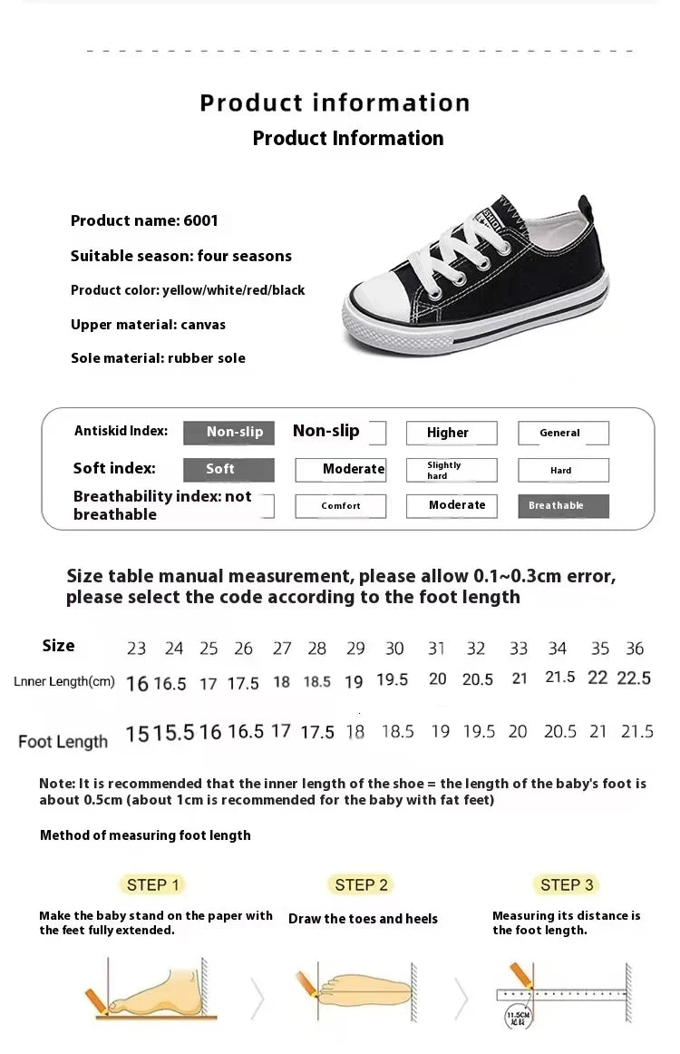 Children's Canvas Shoes, Spring and Autumn Korean Low-Top Shoes, Boys' and Girls' Shoes, Small White Shoes, Casual Cloth Shoes