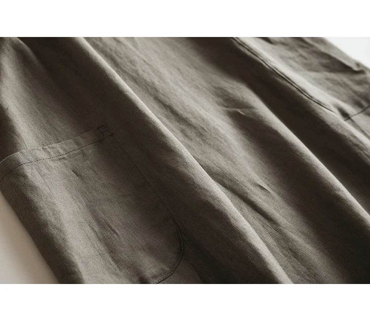 Linen Cotton Sleeveless Long Dress Vintage Slimming A Line Dress For Women Summer Solid O Neck Tank Robe Casual Clothes X1399 - AIAZ