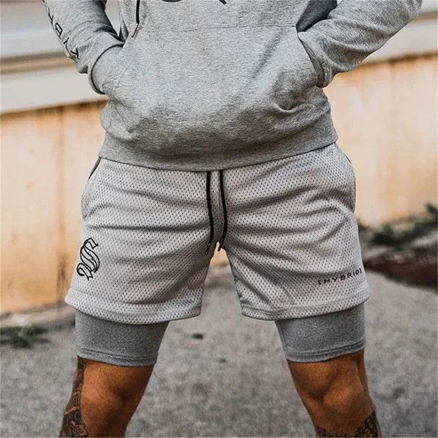 2025 summer mesh Sports Shorts Men Double-deck Jogging Running Shorts Men 2 IN 1 Mens GYM Shorts Fitness Workout Short Pants Man - AIAZ