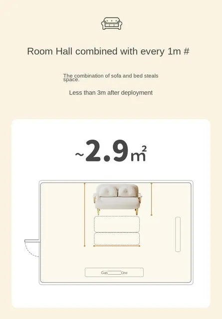Folding Sofa Bed Dual Use Single Small Unit Balcony Living Room Multi Functional Clouding Stretching Relaxing Sofa Two Seat