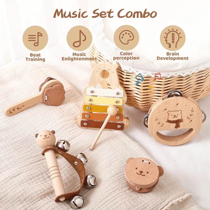Musical Montessori Toys Baby Toys Rattle Bell Drum Xylophone Percussion for 0 3 Year Kids Early Educational Instruments Toys - AIAZ