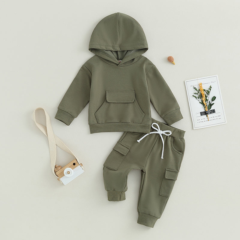 Pudcoco Infant Newborn Baby Boys Pants Set, Long Sleeve Hoodie with Elastic Waist Sweatpants Infant Clothes 0-3T