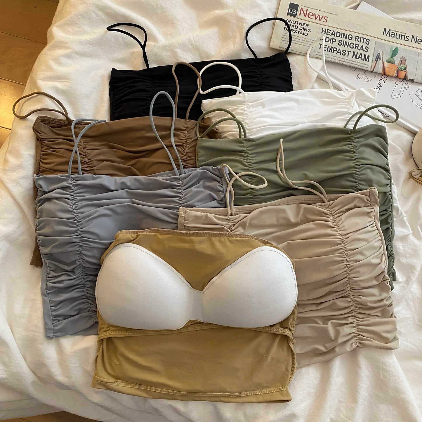 Women Crop Tops Sexy Tank Top For Lady Summer Tube Tops With Cups Female Underwear Lingerie Woman Clothing Girls Camisole Vest - AIAZ