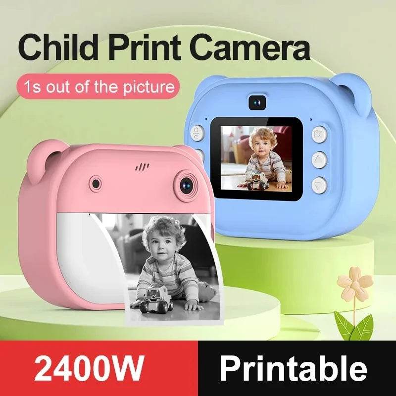Children Digital Camera Instant Print for Kids Thermal Print Camera Instant Photo Printing Camera Video Toys+32G Memory Card - AIAZ