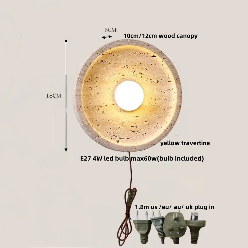IWHD Yellow Cave Stone LED Wall Lamp Sconce Pull Chain Dining Room Coffee Nordic Modern Simple White Glass Stair Light Fixtures