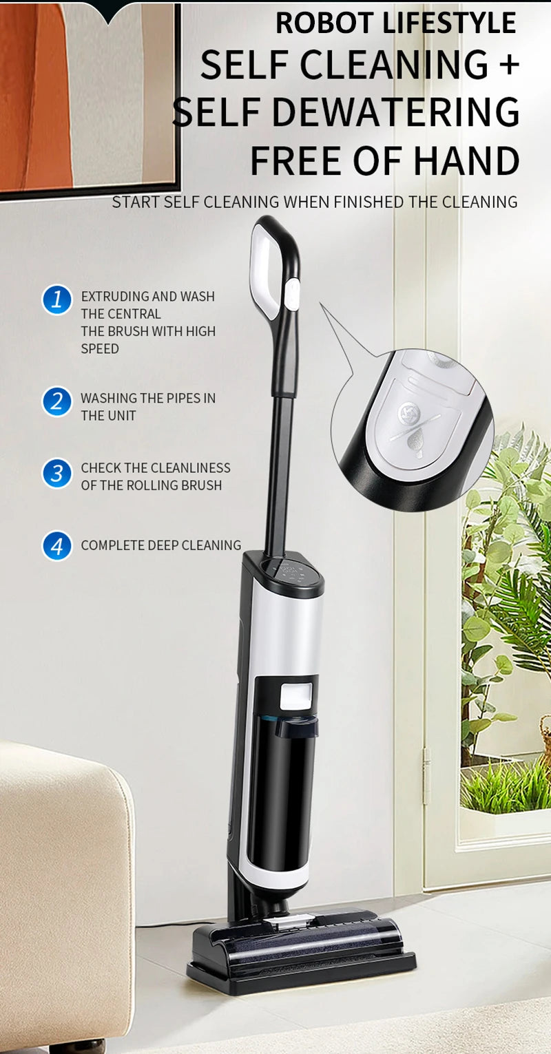 Cordless Vacuum Cleaner for Wet And Dry Cleaning RL8Pro, Smart Washing for Home Multi Surface Floor,14000Pa, Self-drying