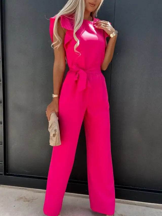 2024 Summer Short Sleeve Wide Leg Jumpsuit For Women Elegant Romper Vintage Streetwear Jumpsuits Overalls Women Jump Suit Woman - AIAZ