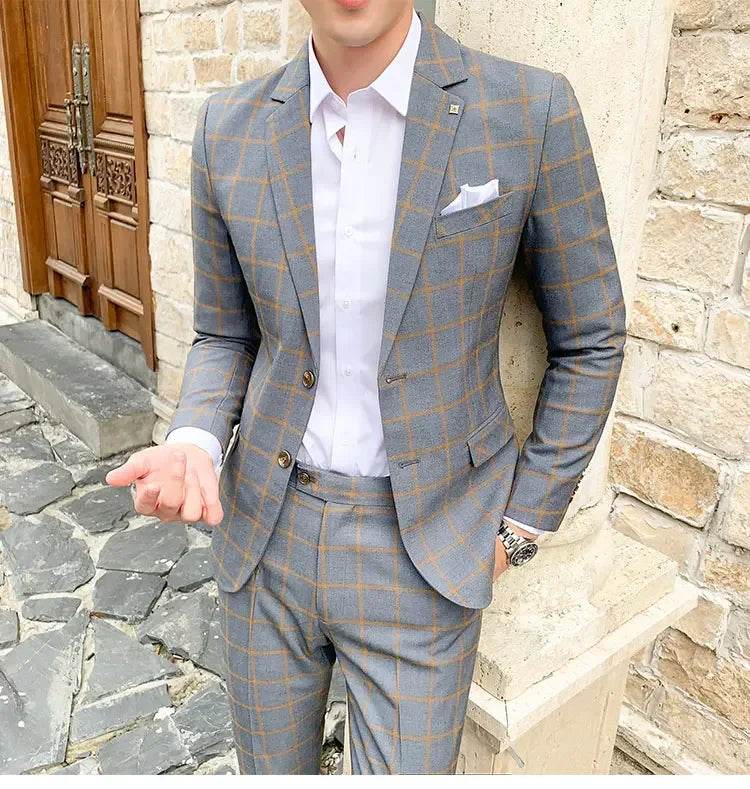 2025 Suit (Blazer+ Pants) Men's Fashion Hosts British Style Work Business Wedding Casual Art Style Elegant Gentleman Suit M-5XL - AIAZ