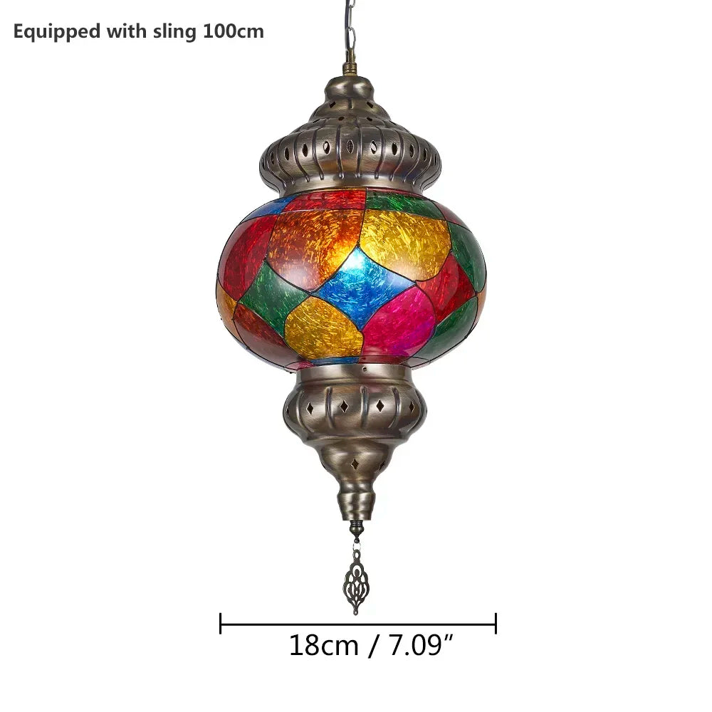 Artpad Turkish Mosaic Chandelier Ceiling Moroccan Living Room Bedroom Colorful Glass Chandelier Lamp Lighting