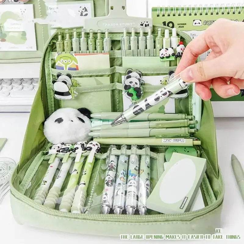 Stationery Set Panda Theme School Supplies Cute School Supplies Stationery Set Ruler Notebook Keychain Pencil Case Label Tag - AIAZ