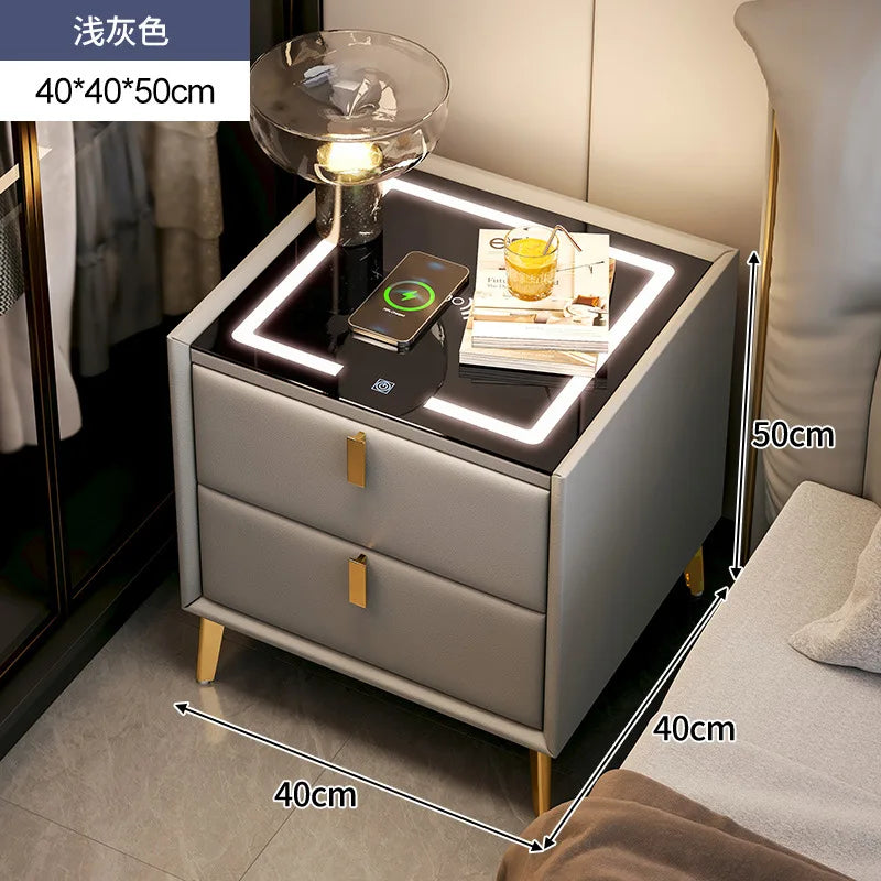 Intelligent Bedside Table Wireless Charge Three Color Night Light Bluetooth audio USB Interface Nightstands Bedroom Furniture