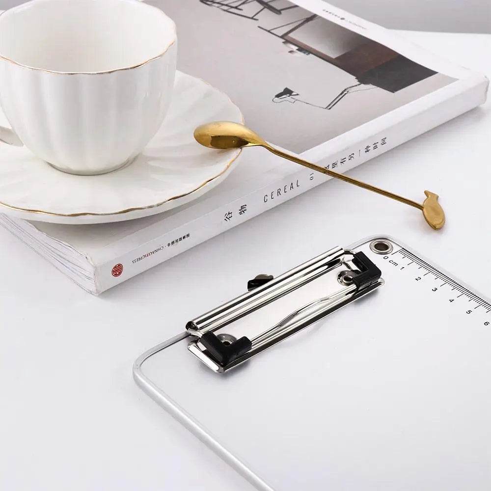 School Supplies A5 Aluminum Alloy File Folder Paper Ticket Storage Writing Board Clip Writing Pads Clipboard A4 Document Holder - AIAZ