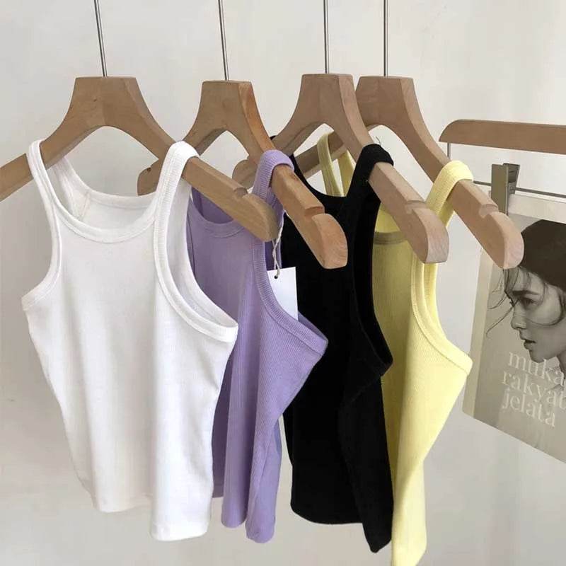 2024 Women Tank Tops Sexy Cropped Top Female Women Summer Camisole Camis Black White Sport Clothes For Women - AIAZ