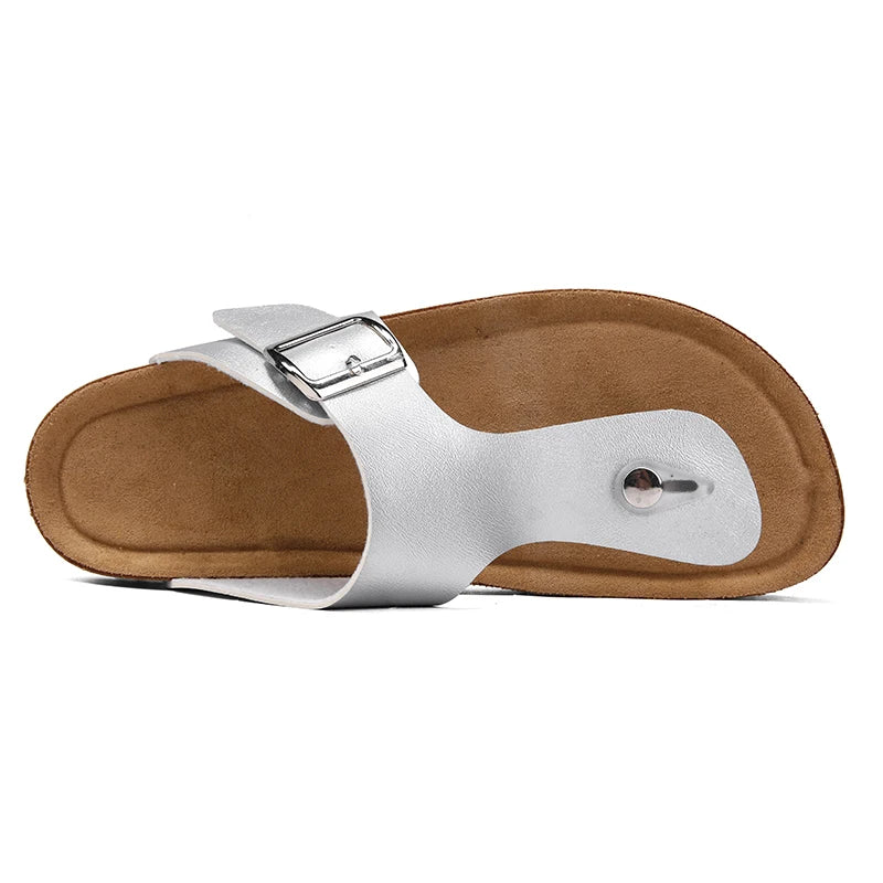 Men's Flip Flops Microfiber Leather Cork Slippers Clogs Outdoor Beach Casual Shoes Chanclas Hombre Durable Non-Slip Luxury Shoes