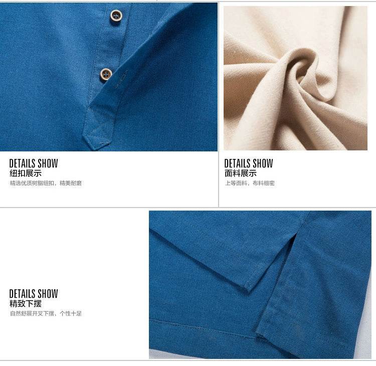 Men's Clothing Men Spring Tops & Tees Male Fashion T-Shirts Stand Collar Long-sleeved Slim Base Shirt Homme Linen t-shirt - AIAZ