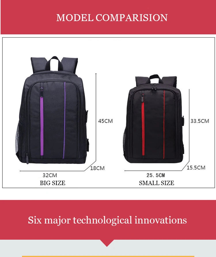 JINNUOLANG Unisex Photograph Waterproof Backpack Camera Shoulders Bags Nylon Case Fit 15.6'' Laptop Travel Outdoor DSLR  Mochila